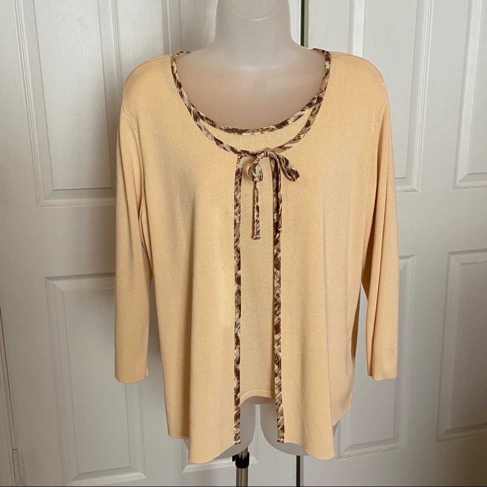 Villager A Liz Claiborne Co 1-Piece Sweater Beige Brown Sz Lrg